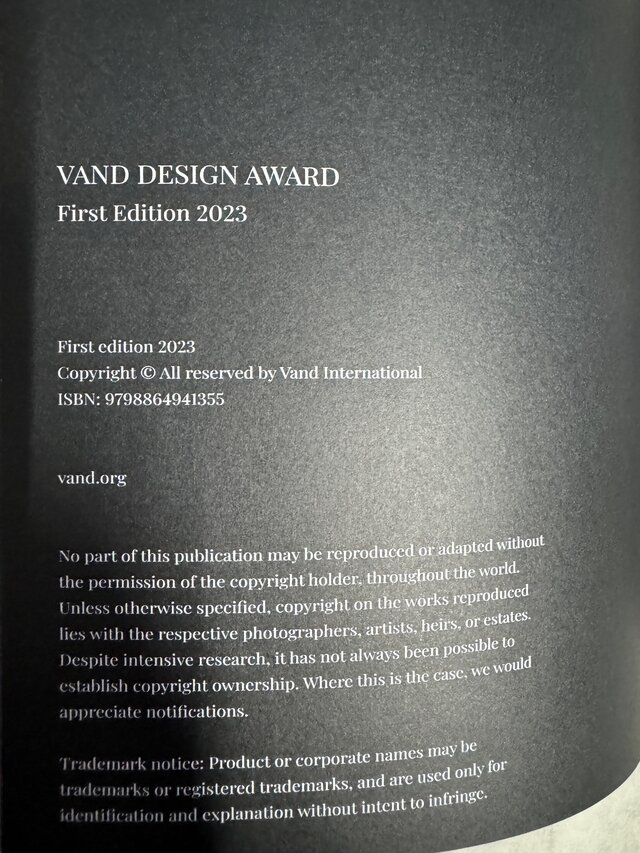 Vand Design Award Book Information
